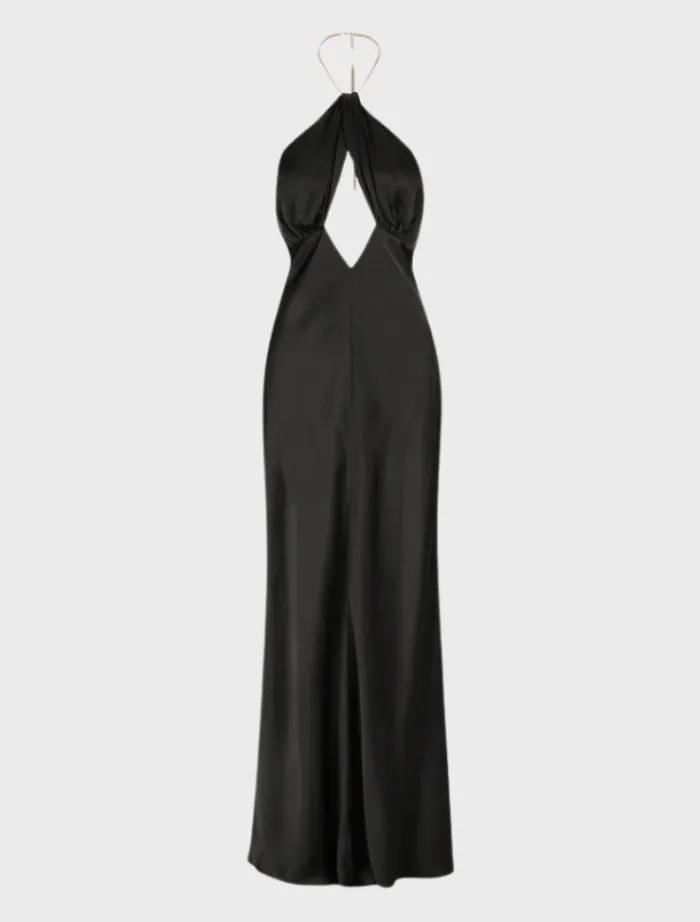 lydie_chain_halter_dress__6.webp Shona Joy Lydie Chain Halter Dress - Black< Midi Dresses | Skirts