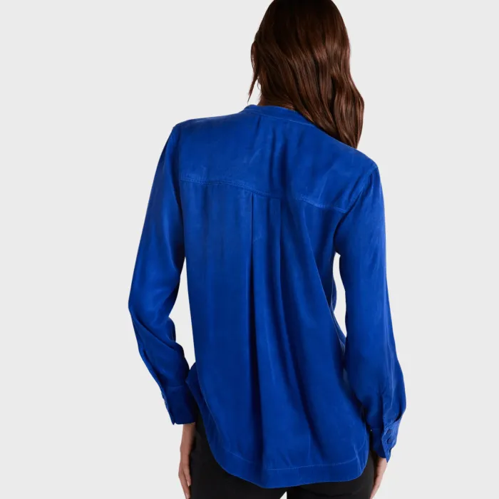 mandarin_collar_button_do_2.webp Bella Dahl Mandarin Collar Button Down - Rich Cobalt< Skirts | Shirts