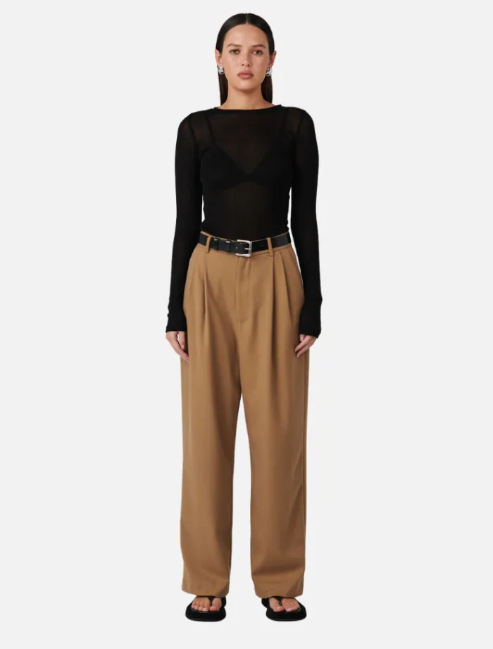 myles_crew_neck_top__blac_2.webp Bayse Myles Crew Neck Top - Black< Long Sleeve Dresses | Casual Dresses