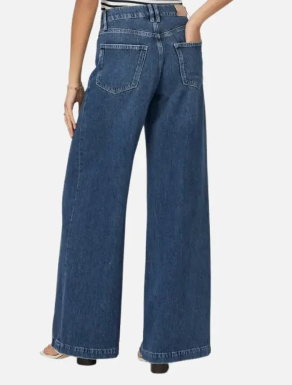 PAIGE Portia Inset Pocket Wide Leg Jeans - Bronx< Denim