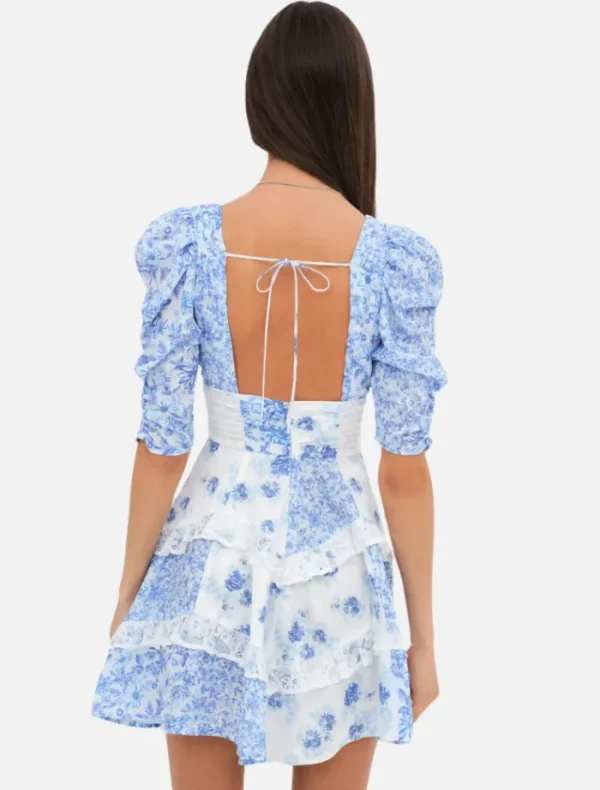 For Love & Lemons Rosalyn Mini Dress - Blue< Long Sleeve Dresses | Casual Dresses