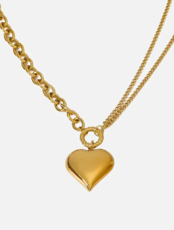 Insurge Clothing Roxanne Asymmetrical Heart Necklace - Gold< Necklaces