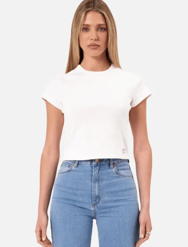 Abrand 90s Icon Baby Tee - White Sand< Shorts | Shirts