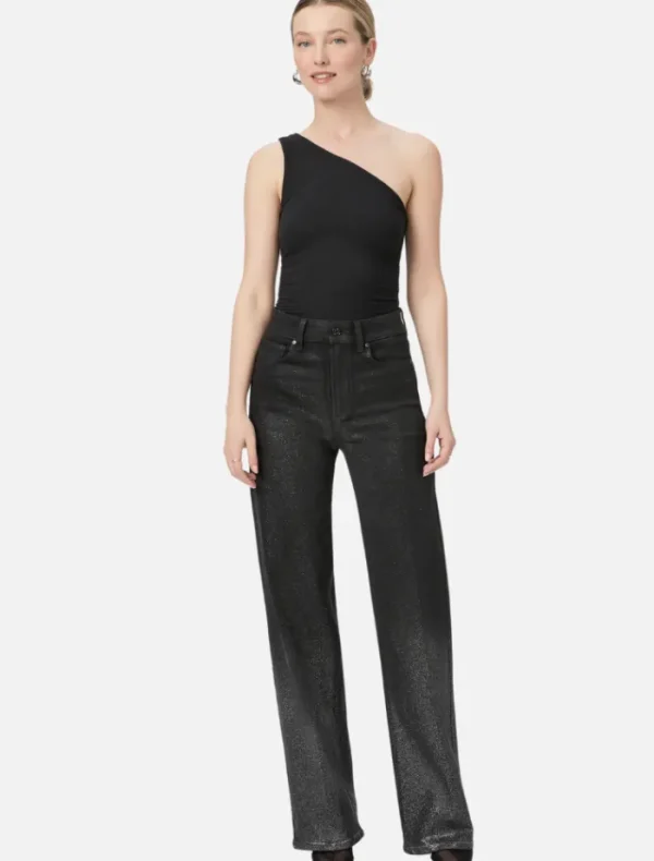 PAIGE Sasha High Rise Wide Leg - Black Silver Glitter Ombre< Denim | Tops