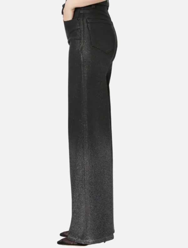 PAIGE Sasha High Rise Wide Leg - Black Silver Glitter Ombre< Denim | Tops