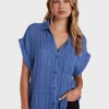 Bella Dahl Short Sleeve Pocket Button Down - Bright Indigo< Shorts | Skirts