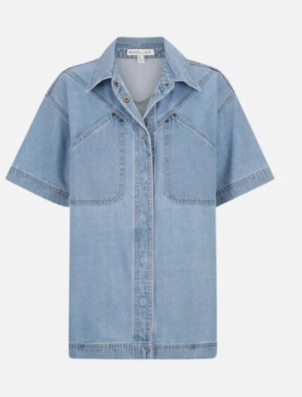 Shona Joy Short Sleeve Shirt - Mid Blue< Denim | Shorts