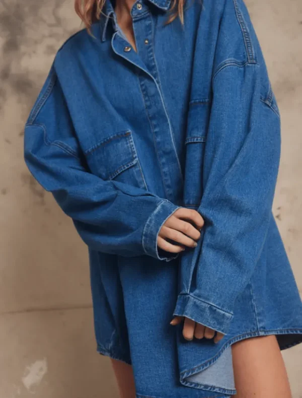 PIPPA Sion Shirt - Indigo Denim< Shirt Dresses | Long Sleeve Dresses