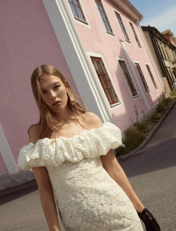 snowflake_daisy_mini_dres_1.webp For Love & Lemons Snowflake Daisy Mini Dress - Cream< Casual Dresses | Mini Dresses