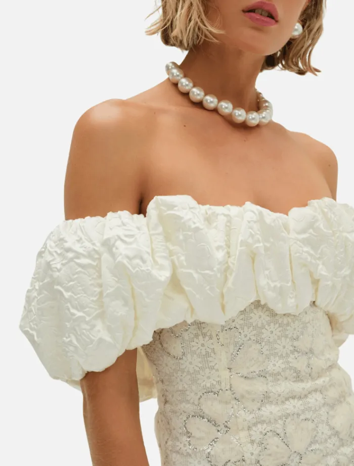 snowflake_daisy_mini_dres_2.webp For Love & Lemons Snowflake Daisy Mini Dress - Cream< Casual Dresses | Mini Dresses