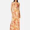 Winona Solene Halter Maxi Dress - Orange Floral< Casual Dresses | Skirts