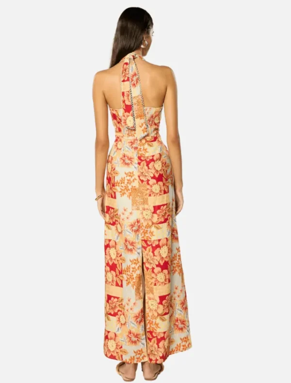 Winona Solene Halter Maxi Dress - Orange Floral< Casual Dresses | Skirts