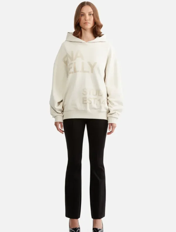 Ena Pelly Stamped Logo Hoodie - Cement< Knitwear