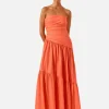 Shona Joy Strapless Tiered Maxi Dress - Coral< Skirts