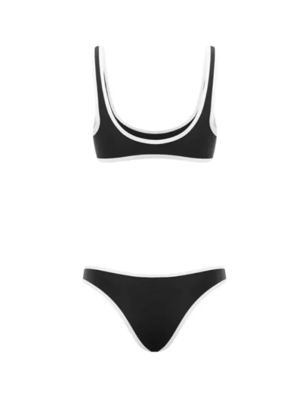 It's Now Cool The 90’S Duo Crop Top - Black & White Contrast< Swimwear | Tops