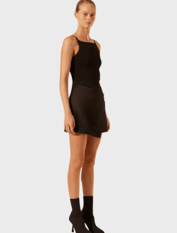 Shona Joy Tuxdeo Wrap Mini Skirt - Black< Skirts