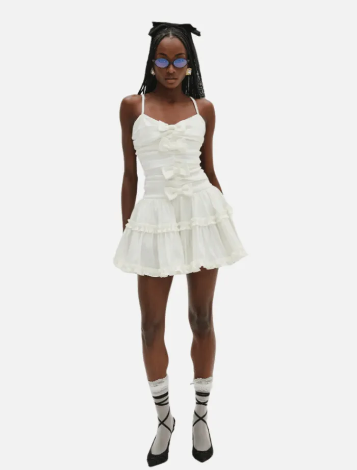 whipped_cream_taffeta_min_0.webp For Love & Lemons Whipped Cream Taffeta Mini Dress - White< Casual Dresses | Mini Dresses