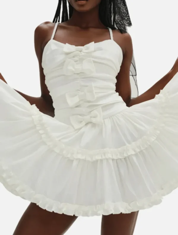 For Love & Lemons Whipped Cream Taffeta Mini Dress - White< Casual Dresses | Mini Dresses