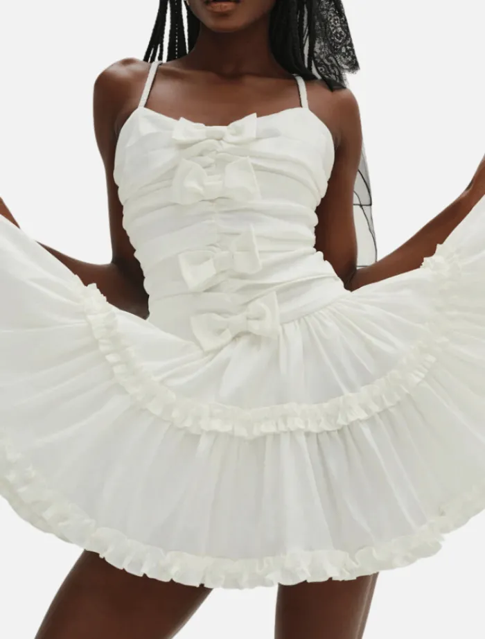 whipped_cream_taffeta_min_1.webp For Love & Lemons Whipped Cream Taffeta Mini Dress - White< Casual Dresses | Mini Dresses