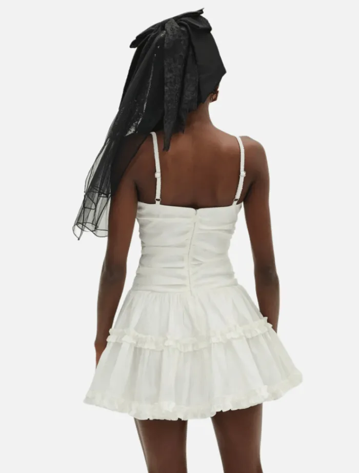 whipped_cream_taffeta_min_2.webp For Love & Lemons Whipped Cream Taffeta Mini Dress - White< Casual Dresses | Mini Dresses