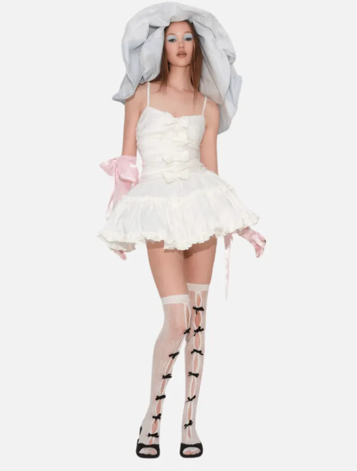 whipped_cream_taffeta_min_5.webp For Love & Lemons Whipped Cream Taffeta Mini Dress - White< Casual Dresses | Mini Dresses