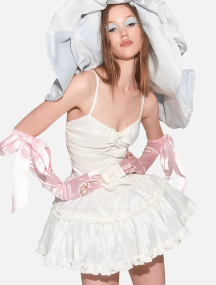whipped_cream_taffeta_min_7.webp For Love & Lemons Whipped Cream Taffeta Mini Dress - White< Casual Dresses | Mini Dresses