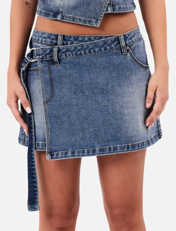 Abrand Wrap Skirt Dalia - Mid Vintage Indigo< Denim | Skirts
