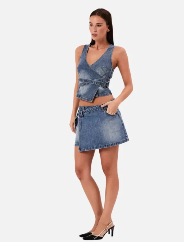 Abrand Wrap Skirt Dalia - Mid Vintage Indigo< Denim | Skirts