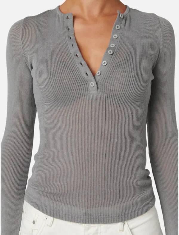 Bayse Xavier Button Top - Alloy< Knitwear | Skirts