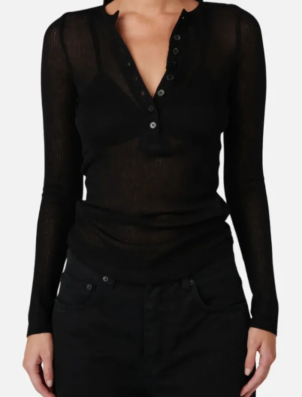 Bayse Xavier Button Top - Black< Knitwear | Skirts