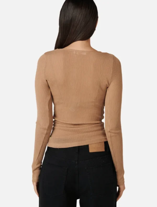 Bayse Xavier Button Top - Latte< Pants | Knitwear
