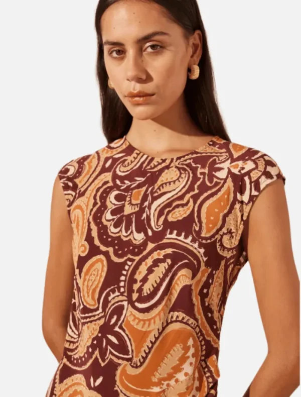 Shona Joy Zahra Silk Side Split Maxi Dress - Burgundy/Multi< Casual Dresses | Mini Dresses